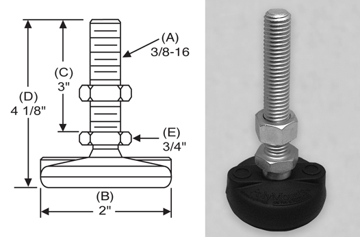 Inc. Polymount Leveling Mount MTSNYLB44 Stud Style Teardrop Leveler with Lag Hole S/&W Manufacturing Co