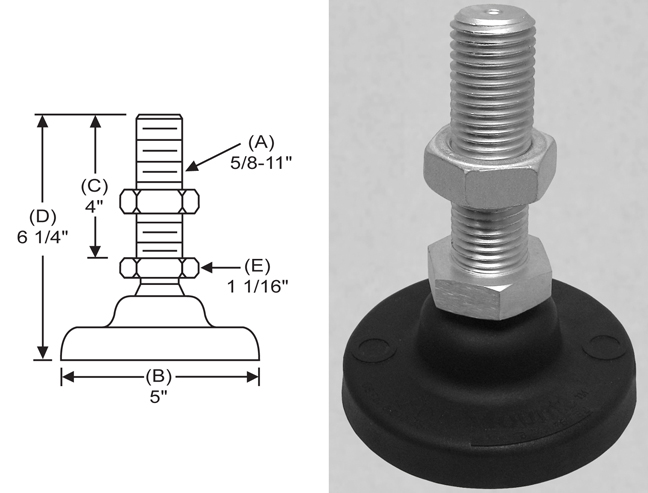 PolyMount Leveling Mount BSNYLC58 Nylon Stud Style Type Leveler S/&W Manufacturing Co Inc.