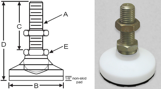 Level-It Leveling Mount NSSWD-4 Stud Style Non Skid Leveler S&W Manufacturing Co Inc. Level-It Leveling Mount NSSWD-4 Stud Style Non Skid Leveler S&W Manufacturing Co Inc.