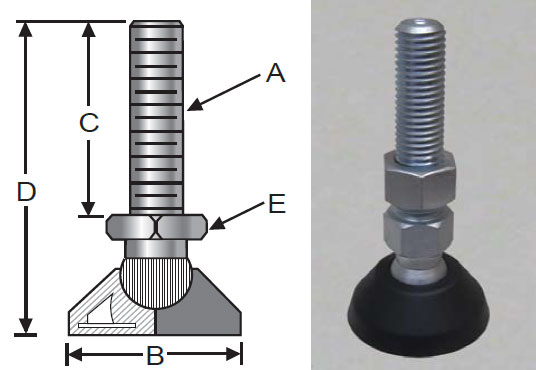 5000 lbs Load Capacity 2 Thread Length 3-1//8 Overall Length 1//2-13 Thread 3//4 Hex Bolt 1-7//8 Head Diameter Morton LM-303 Steel Standard Leveling Mount with Bolt