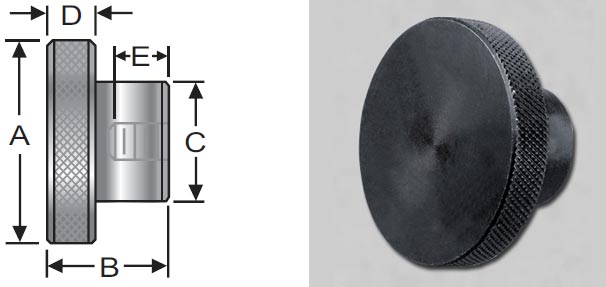 1 Each 3/4 dia. M6x1.00 thds. Black Phenolic Knurled Plastic Knobs w/Metric Brass Insert Black ABS 1 Each 3/4 dia. M6x1.00 thds. Black Phenolic Knurled Plastic Knobs w/Metric Brass Insert Black ABS