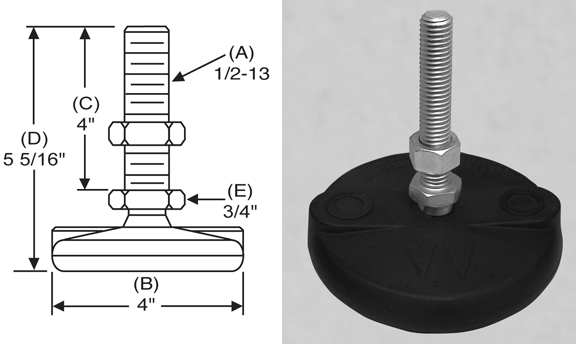 Inc. PolyMount Leveling Mount BNYLE58 Nylon Stud Style Leveler S&W Manufacturing Co Inc. PolyMount Leveling Mount BNYLE58 Nylon Stud Style Leveler S&W Manufacturing Co