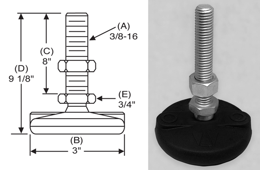 Glide-Rite Leveling Mount MG02-EL Stud Style Leveler with Elastomer S&W Manufacturing Co Inc. Glide-Rite Leveling Mount MG02-EL Stud Style Leveler with Elastomer S&W Manufacturing Co Inc.