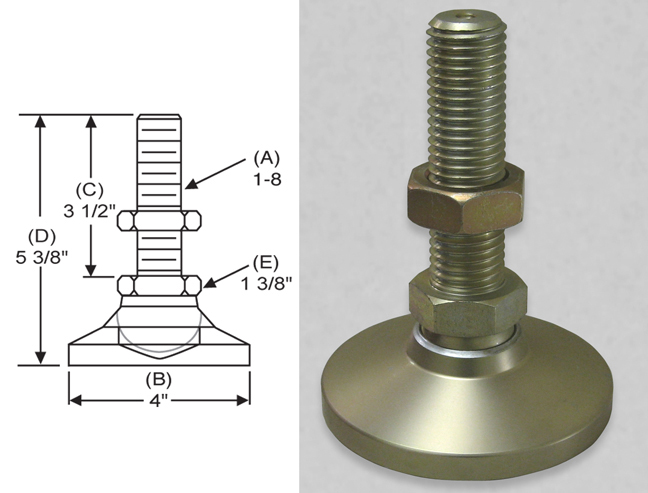Yellow Zinc Anti-Vibration Load Capacity BSW-2H 3-3/4 Height S W Leveling Mount 2400 lb Yellow Zinc Anti-Vibration Load Capacity BSW-2H 3-3/4 Height S W Leveling Mount 2400 lb