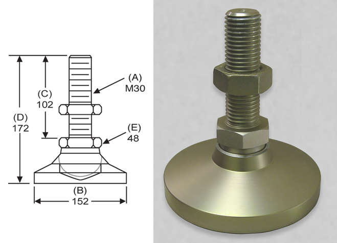 PolyMount Leveling Mount BMNYLC36 Nylon Stud Style Leveler S&W Manufacturing Co Inc. PolyMount Leveling Mount BMNYLC36 Nylon Stud Style Leveler S&W Manufacturing Co Inc.