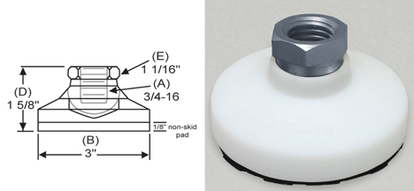 Inc. Non-Skid Leveler S&W Manufacturing Co Delrin Leveling Mount NDTS-2 Tapped Style Inc. Non-Skid Leveler S&W Manufacturing Co Delrin Leveling Mount NDTS-2 Tapped Style