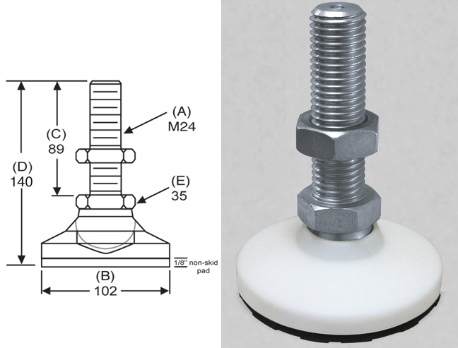 Level-It Leveling Mount NSMS-WD0 Delrin Stud Style Non Skid Leveler S&W Manufacturing Co Inc. Level-It Leveling Mount NSMS-WD0 Delrin Stud Style Non Skid Leveler S&W Manufacturing Co Inc.
