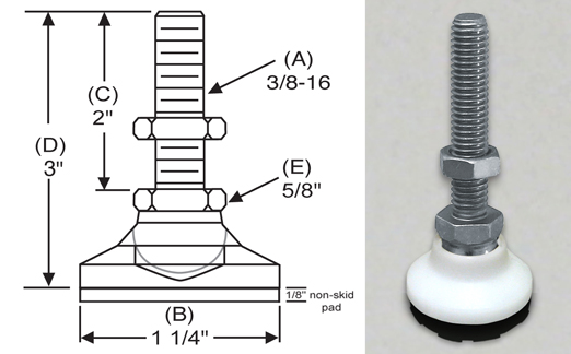 Level-It Leveling Mount NSSWD-4 Stud Style Non Skid Leveler S&W Manufacturing Co Inc. Level-It Leveling Mount NSSWD-4 Stud Style Non Skid Leveler S&W Manufacturing Co Inc.
