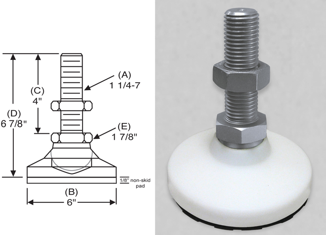 Level-It Leveling Mount NSSWD-4 Stud Style Non Skid Leveler S&W Manufacturing Co Inc. Level-It Leveling Mount NSSWD-4 Stud Style Non Skid Leveler S&W Manufacturing Co Inc.