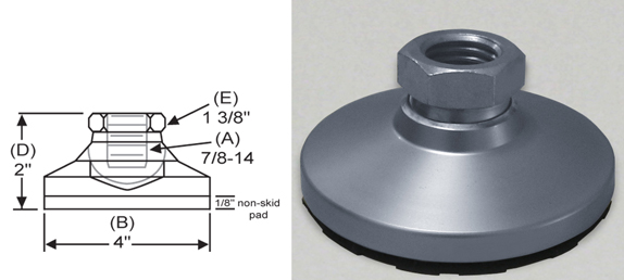Inc. Level-It Leveling Mount NSTS-4 Tapped Style Non Skid Leveler S&W Manufacturing Co Inc. Level-It Leveling Mount NSTS-4 Tapped Style Non Skid Leveler S&W Manufacturing Co