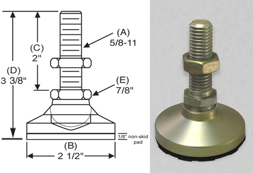 Level-It Leveling Mount NSSWD-4 Stud Style Non Skid Leveler S&W Manufacturing Co Inc. Level-It Leveling Mount NSSWD-4 Stud Style Non Skid Leveler S&W Manufacturing Co Inc.