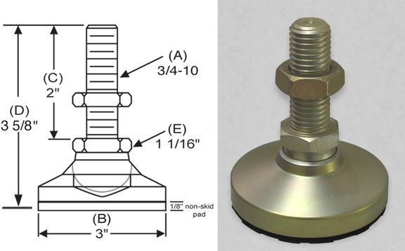 Inc. Level-It Leveling Mount NSTS-4 Tapped Style Non Skid Leveler S&W Manufacturing Co Inc. Level-It Leveling Mount NSTS-4 Tapped Style Non Skid Leveler S&W Manufacturing Co