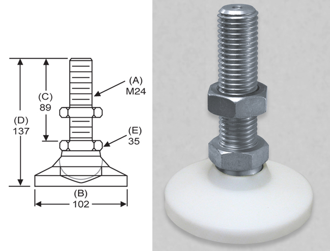 Level-It Leveling Mount NSMS-WD0 Delrin Stud Style Non Skid Leveler S&W Manufacturing Co Inc. Level-It Leveling Mount NSMS-WD0 Delrin Stud Style Non Skid Leveler S&W Manufacturing Co Inc.